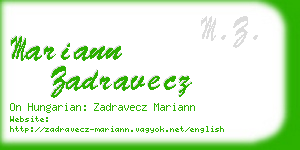 mariann zadravecz business card